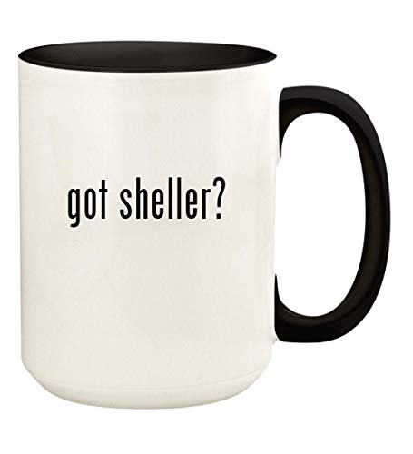 got sheller? - 15oz Ceramic Colored Handle and Inside Coffee Mug Cup, Black