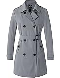 Wantdo Womens Double-Breasted Trench Coat with Belt Gray Medium