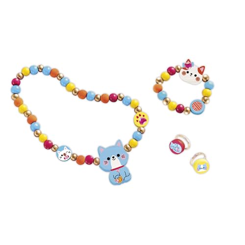 Janod – 4 Holzschmuckstücke zum Basteln Kleine Katzen – Die ersten Schmuck-Workshops – DIY-Schmuck basteln – Kreativset für Kinder… – Ansicht 3