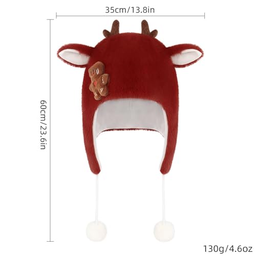 Plush Hat,Winter Warm Thicken Hat for Women Girl Christmas Party Deer Horn Winter Ski Furry Earflaps4