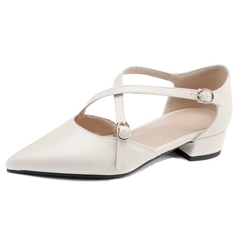 Mary Janes femme talon carré moyen sandales été élégantes escarpins beige