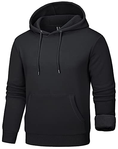 Tacvasen Men's Casual Fleece Hoodie Fashion Athletic-Fit Cycling Workout Fleece Hooded Sweatshirt Black, L #TOP9