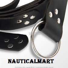Nauticalmart Genuine Black Leather Belt With Steel Hoop Buckle Renaissance Larp #TOP1