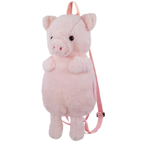 Image of Women Animal Teddy Bear Plush Backpack with Adjustable Straps (Pig)