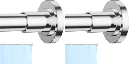 Image of CorkLatta Chrome Shower Curtain Rod 31 to 80 Inch,1 Inch Diameter Adjustable Spring Tension Curtain Rod No Drilling Stainless Steel Telescoping Rod,No Rust (Pack of 2)