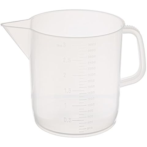 Globe Scientific 601159-1 Polypropylene Short Form Beaker with Handle, Molded Graduations, 3000mL Capacity, Each Cover