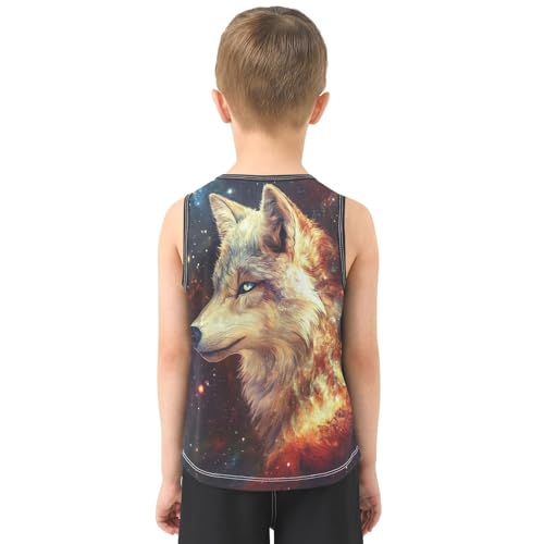 Boys Tank Top Shirts Galaxy Wolf Sleeveless T-Shirts Crew Neck for Kids Clothing Children3