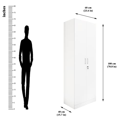 Image of VIKI Wardrobe | Wooden Almirah for Clothes,Door for Bedroom, 2 Door Wardrobe with Doors (Frosty White, Dark Wenge - 40D x 60W x 180H) | 1 Year Warranty | DIY