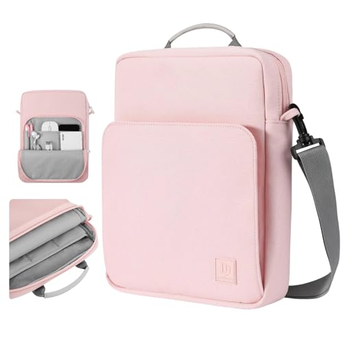 Image of Dadanism 9-11 Inch Tablet Sleeve Bag Carrying Case with Shoulder Strap for iPad (A16) 11 inch, iPad 10th Gen 10.9 inch, iPad Air M4 /Pro M5 11 inch, iPad 9 /8 /7th 10.2 inch, Galaxy Tab A11+ Plus 11 inch, Pink