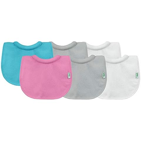 green sprouts Stay-dry Milk Catcher Bibs (3 Pack) | Collar absorbs milk to prevent rashes | Waterproof inner layer, Absorbent terry cotton, Machine washable, Pink/Aqua - 6pk Cover