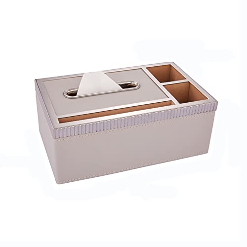 UWEREBFM Caja de pañuelos de latón y cuero, caja de almacenamiento multifunción, para sala de estar, mesa de centro, decoración de oficina, soporte para caja de pañuelos