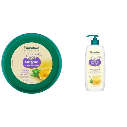 Image of Himalaya Baby Cream With Pure Cow Ghee & Ph5.5 (200Ml) And Himalaya Head To Toe Baby Wash With Pure Cow Ghee 400Ml