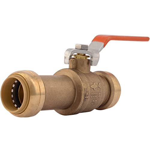 Image of SharkBite 1 Inch Slip Ball Valve, Push to Connect Brass Plumbing Fitting, PEX Pipe, Copper, CPVC, PE-RT, HDPE, 24737LF