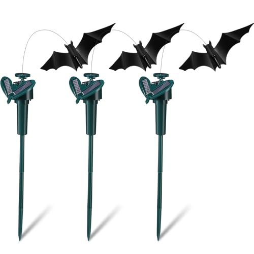 VIHOSE 3 Pack Halloween Bat Solar Decorative Bat Garden Stakes Decorative Outdoor Solar Stick for Yard Haunted House Porch Ornament for Patio Lawn Outside Decoration (Battery Not Included)