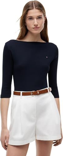 Tommy Hilfiger Damen Langarmshirt New Cody Slim U-Boot-Ausschnitt Blau (Nos Desert Sky) M