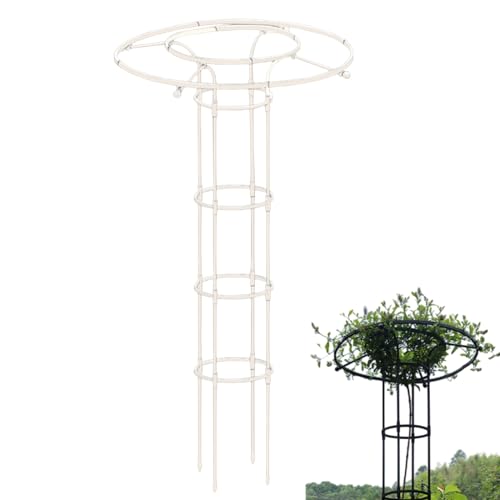 Treillis obélisque en métal blanc 210 cm tour pour plantes grimpantes