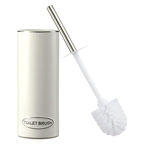 Motifeur Bathroom Accessories Ceramic Toilet Brush Set - Toilet Bowl Brush and Holder (White) Cover