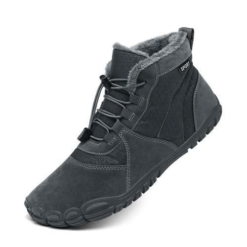 AONETIGER Barefoot Botines Invierno Mujer Hombre Impermeable Antideslizante Barefoot Botas de Nieve Confort Cálido Calzado Descalzo (688 Gris,38EU)