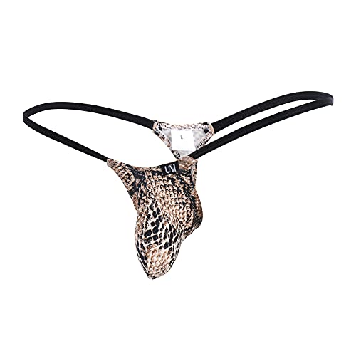 Men's Snakeskin Underwear G-string Thongs Sexy Sissy Bulge Pouch Panties T-back String Briefs Micro Mini Bikini Swimwear Low Rise Underpants Undies Lingerie Sleepwear Nightwear Snakeskin 02 M