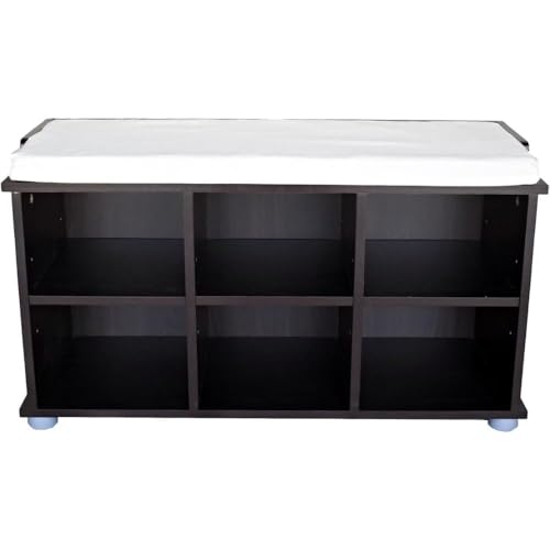 Oakestry Kendal Shoe Bench Wooden Entryway Storage Organizer with Cushioned Seat Durable Multi-Purpose Rack for Shoes Boots Space-Saving Hallway Furniture for Home Bedroom Mudroom Easy Assembly