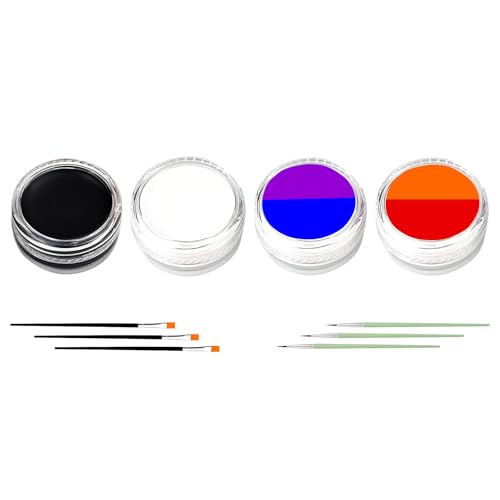 6 Colores Kit Maquillaje Halloween, Artística Varios Colores Pintura Corporal con 6 Pinceles Pintura Cara Halloween para Adultos Maquillaje Teatro Cosplay Disfraces Fiestas