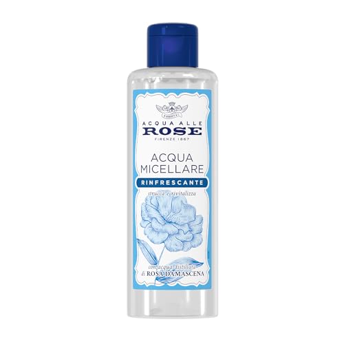 Acqua alle Rose, Acqua Micellare Rinfrescante per Tutti i Tipi di Pelle, Strucca e Deterge Viso, Occhi e Labbra, con Acqua Distillata di Rosa Damascena per Rivitalizzare, Senza Risciacquo, 200 ml