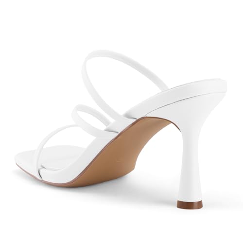 Image of Shoe'N Tale Strappy Kitten Heels For Women Stiletto Mules Square Open Toe Slip On Sandals