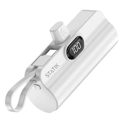 Statik Snap-N-Charge Go 4800mAh Portable Charger Power Bank Fast Charging - Cell Phone Portable Power Banks - Portable Phone Charger Battery Pack Charger Portable - iProduct, USB C Power Bank, White