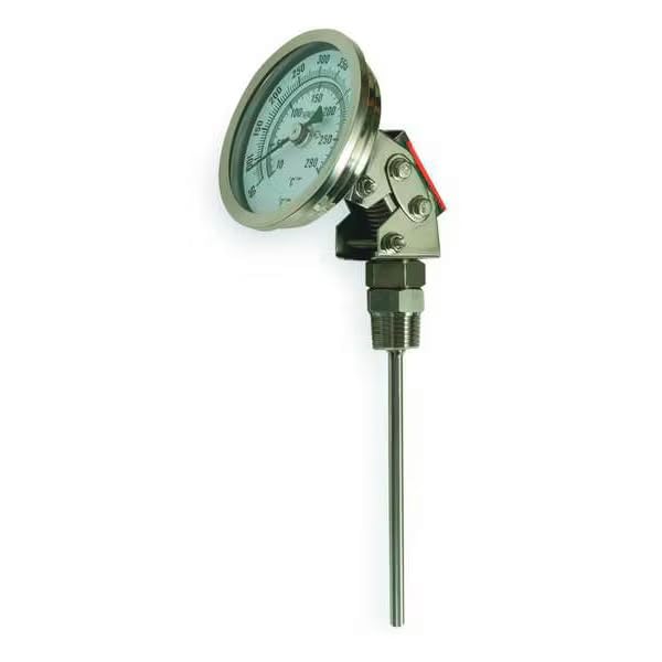 Dial Thermometer, Bi-Metallic, 5 in Dial