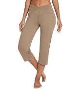 baleaf Womens Yoga Capri Pants High Waist Capri Leggings with Pockets Wide Leg Crop Exercise Work...