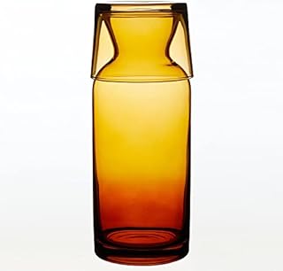 Bedside Water Carafe Glass Set with Tumbler 700ml - Mouthwash Cup and Decanter - Fabulous All in One Carafe and Cup Set for Outdoor Dining and Picnics - Amber Glass Pitcher Jug