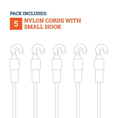 Image of Nylon Clear Picture Hanging Cord 2mm Diameter 72-Inch with Small Hook - Compatible with TR100 Wall Track Picture Hanging System - Supports Up to 11 lbs - 5 Pack