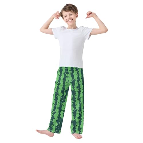 Boys' Pants Green Stripe Watermelon Texture Long Bottoms Jogger Pants Elastic Waist Trousers with Pockets S-XL2