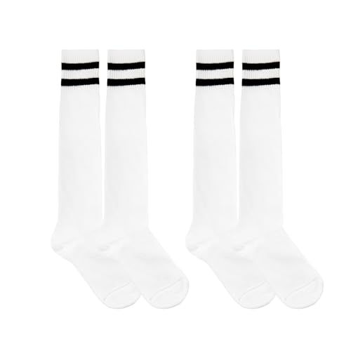 Medsuo 2 Pairs Kids Football Socks Aged 7-12 Knee High Breathable Soccer Socks Long Football Sport Socks for Kid Boy Girl