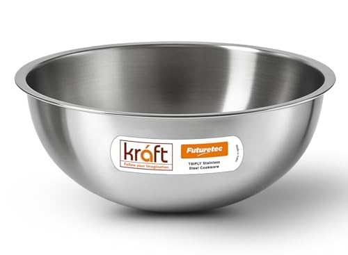 Kraft Futuretec Triply Stainless Steel Extra Deep Tasla - 1.1 Litre, 18 cm | Multipurpose Patila for Frying & Boiling | Fast Heating, Healthy Cooking 
