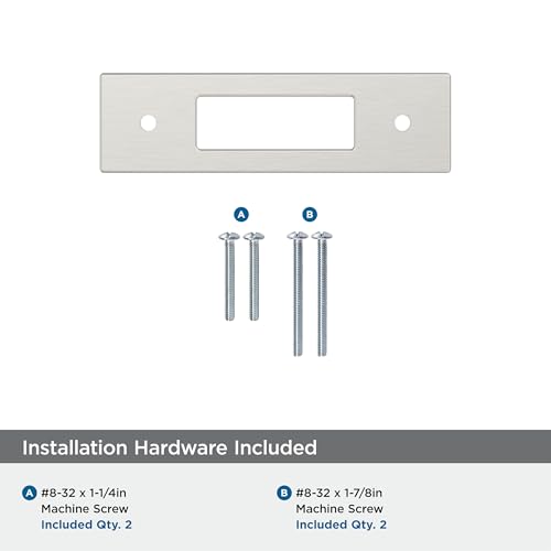 Image of Amerock Medora 3 inch Satin Nickel Backplate | Decorative zinc cabinet hardware backplate designed to complement knobs and pulls while protecting cabinet surfaces