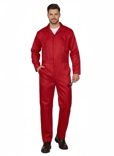 UQJE Mens Coveralls for Men Work Red Adult Jumpsuit Coveralls Halloween Costume-2XL