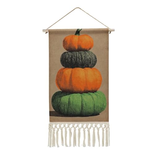 Jubonexis Arazzo da parete in lino, poster da parete vintage con nappe e asta in legno