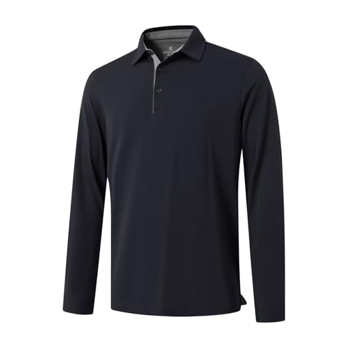 Image of Men's Business Long and Short Sleeve Polo Shirts Mercerized Cotton Blend Casual Stylish Collared Shirts