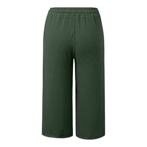 Kids Cotton Linen Cropped Sweatpants Baggy Wide Leg School Casual Pants with Pockets Toddler Girls Preppy Trousers4