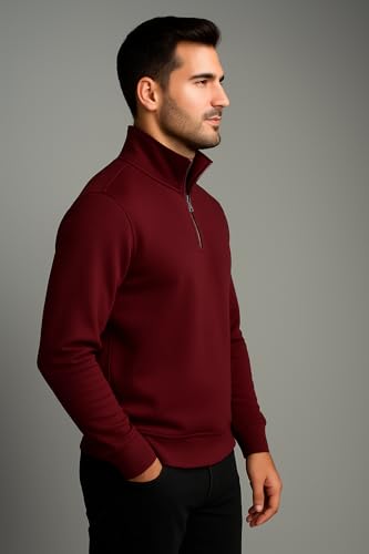 Image of Half Zipper Solid Sweatshirt for Men