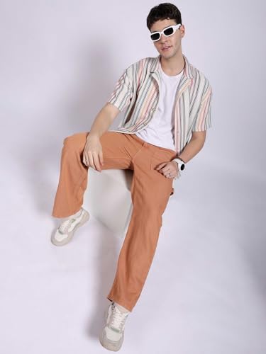 Image of The Indian Garage Co Men Baggy Solid Mid-Rise Stretchable Jeans
