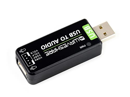 Waveshare USB Sound Card USB Audio Module External Audio Converter Onboard Microphone and Speaker Header for Raspberry Pi/Jetson Nano Driver-Free Recording...