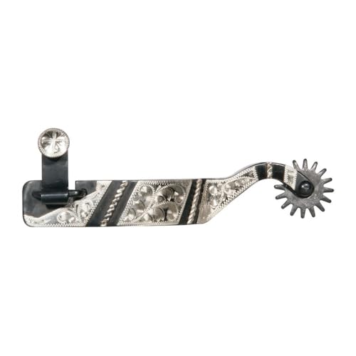 Schneiders Engraved Pleasure Spur Rockgrinder | Precision Responsiveness for Horse Riding | Polished Black Finish & Silver Overlay | Ideal for Experienced Riders | Ladies