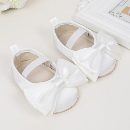 Image of Meckior Infant Baby Girl Sandals Soft Non-Slip Rubber Sole Handmade Princess Wedding Dress Shoes Toddler First Walkers