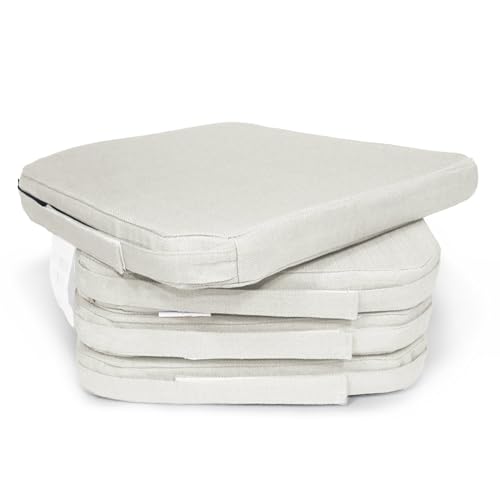 Pack de 4 almofadas para cadeira 42 x 40 x 36 x 4 cm, almofada decorativa de linho com textura de bambu para cadeira, sofá ou sala de jantar, conjunto de almofadas de assento estilo rústico e