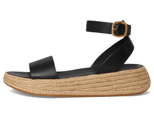 Image of FitFlop Women's, F-MODE Espadrille Leather Flatform Ankle-Strap Sandal