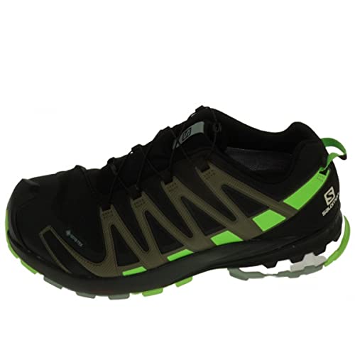 Image of SALOMON Men's XA PRO 3D v8 Gore-TEX Trail Running Shoes, Black Green Gecko Green Milieu, 11