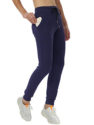 Calça de moletom feminina Zeronic Active Yoga para treino, calça de moletom com bolsos, Azul, X-Larg