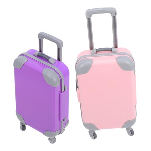 FOYTOKI 2pcs Miniature Dollhouse Suitcase Travel Luggage for Dolls Stylish Accessories and Light for Play and Decor